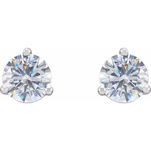 14K White Gold 6.5 mm Imitation White Cubic Zirconia Stud Earrings – image 2