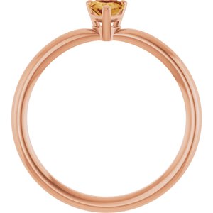 14K Rose Gold Natural Citrine Heart Solitaire Ring