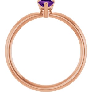 14K Rose Gold Natural Amethyst Heart Solitaire Ring