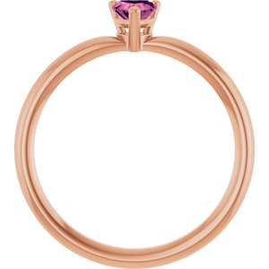 14K Rose Gold Natural Pink Tourmaline Heart Solitaire Ring