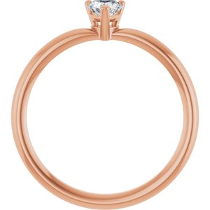14K Rose Gold Natural White Sapphire Heart Solitaire Ring