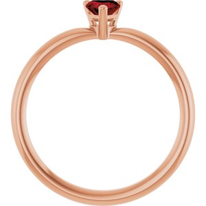 14K Rose Gold Natural Mozambique Garnet Heart Solitaire Ring