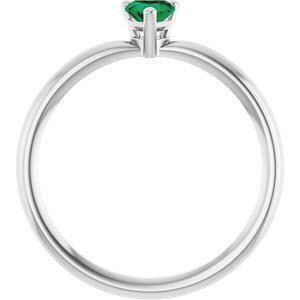 14K White Gold Lab-Grown Emerald Heart Solitaire Ring