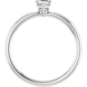 14K White Gold Natural White Sapphire Heart Solitaire Ring