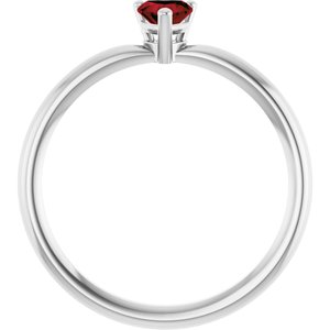 14K White Gold Natural Mozambique Garnet Heart Solitaire Ring