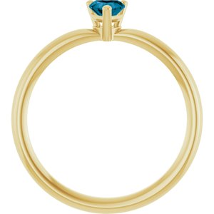 14K Yellow Gold Natural London Blue Topaz Heart Solitaire Ring