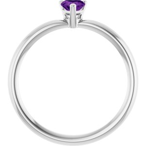 Platinum Natural Amethyst Heart Solitaire Ring