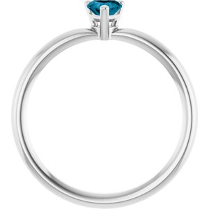 14K White Gold Natural London Blue Topaz Heart Solitaire Ring