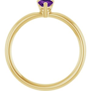 14K Yellow Gold Natural Amethyst Heart Solitaire Ring