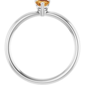 14K White Gold Natural Citrine Heart Solitaire Ring