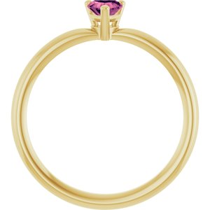 14K Yellow Gold Natural Pink Tourmaline Heart Solitaire Ring
