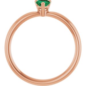 14K Rose Gold Lab-Grown Emerald Heart Solitaire Ring