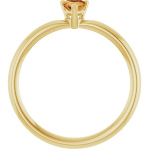 14K Yellow Gold Natural Citrine Heart Solitaire Ring