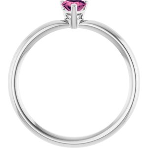 14K White Gold Natural Pink Tourmaline Heart Solitaire Ring