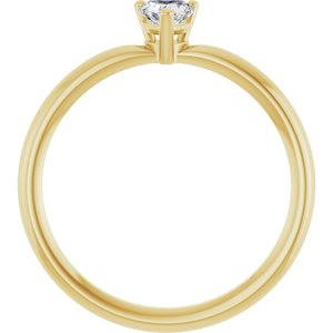 14K Yellow Gold Natural White Sapphire Heart Solitaire Ring