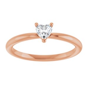 14K Rose Gold Natural White Sapphire Heart Solitaire Ring