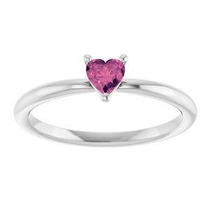Platinum Natural Pink Tourmaline Heart Solitaire Ring