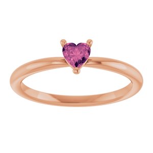 14K Rose Gold Natural Pink Tourmaline Heart Solitaire Ring