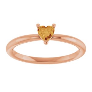 14K Rose Gold Natural Citrine Heart Solitaire Ring