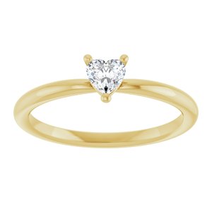 14K Yellow Gold Natural White Sapphire Heart Solitaire Ring