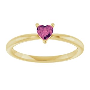 14K Yellow Gold Natural Pink Tourmaline Heart Solitaire Ring