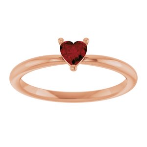14K Rose Gold Natural Mozambique Garnet Heart Solitaire Ring