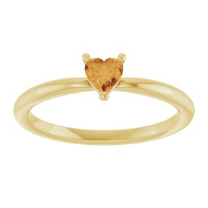 14K Yellow Gold Natural Citrine Heart Solitaire Ring