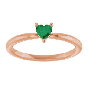 14K Rose Gold Lab-Grown Emerald Heart Solitaire Ring