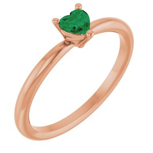 14K Rose Gold Lab-Grown Emerald Heart Solitaire Ring