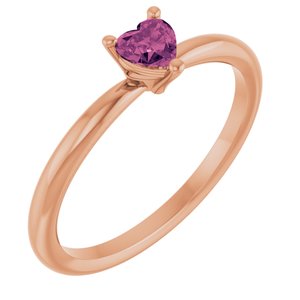 14K Rose Gold Natural Pink Tourmaline Heart Solitaire Ring