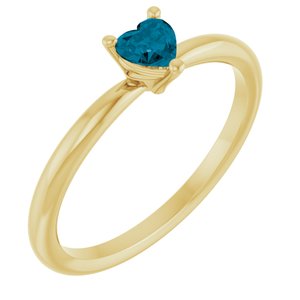 14K Yellow Gold Natural London Blue Topaz Heart Solitaire Ring