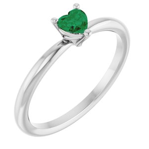 Platinum Lab-Grown Emerald Heart Solitaire Ring