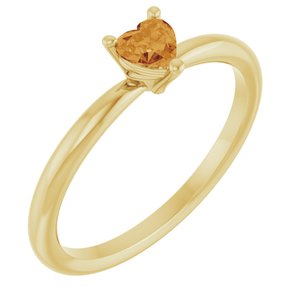 14K Yellow Gold Natural Citrine Heart Solitaire Ring