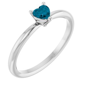Platinum Natural London Blue Topaz Heart Solitaire Ring