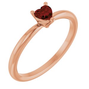 14K Rose Gold Natural Mozambique Garnet Heart Solitaire Ring