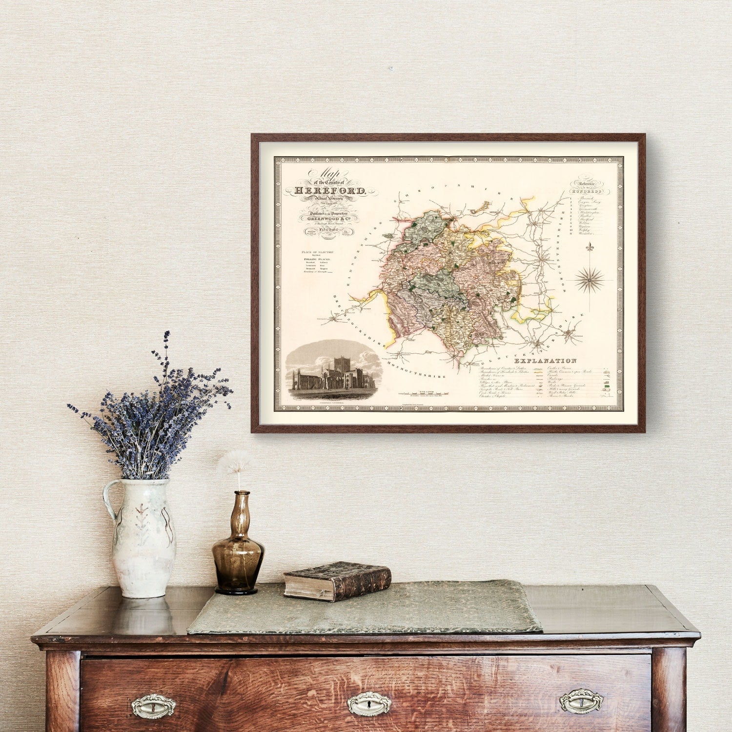 Vintage Map of Hereford England, 1831