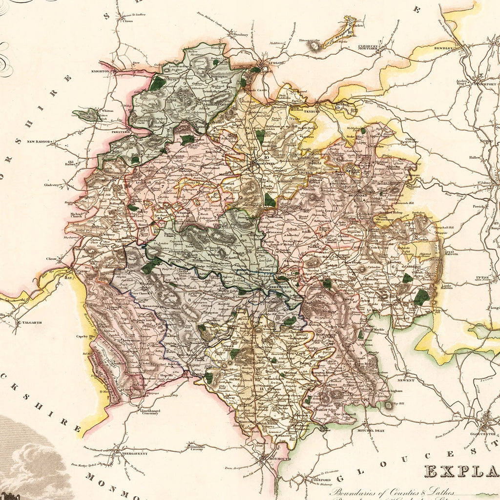 Vintage Map of Hereford England, 1831