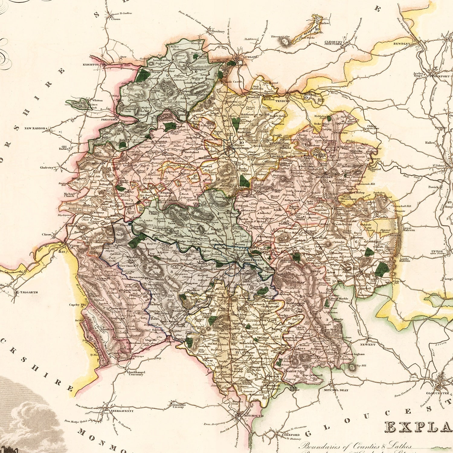 Vintage Map of Hereford England, 1831