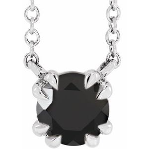 Platinum Natural Black Onyx Solitaire 18" Necklace