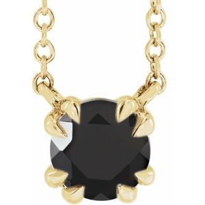 14K Yellow Gold Natural Black Onyx Solitaire 18" Necklace