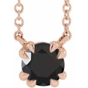 14K Rose Gold Natural Black Onyx Solitaire 18" Necklace