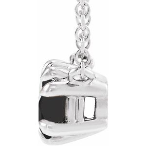 Platinum Natural Black Onyx Solitaire 18" Necklace