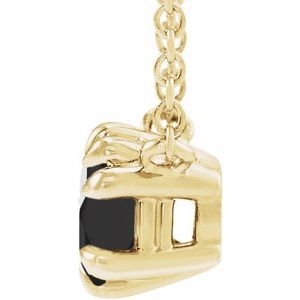 14K Yellow Gold Natural Black Onyx Solitaire 18" Necklace