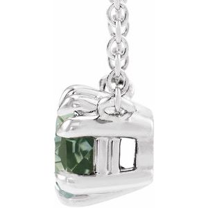 Platinum Natural Green Sapphire Solitaire 18" Necklace