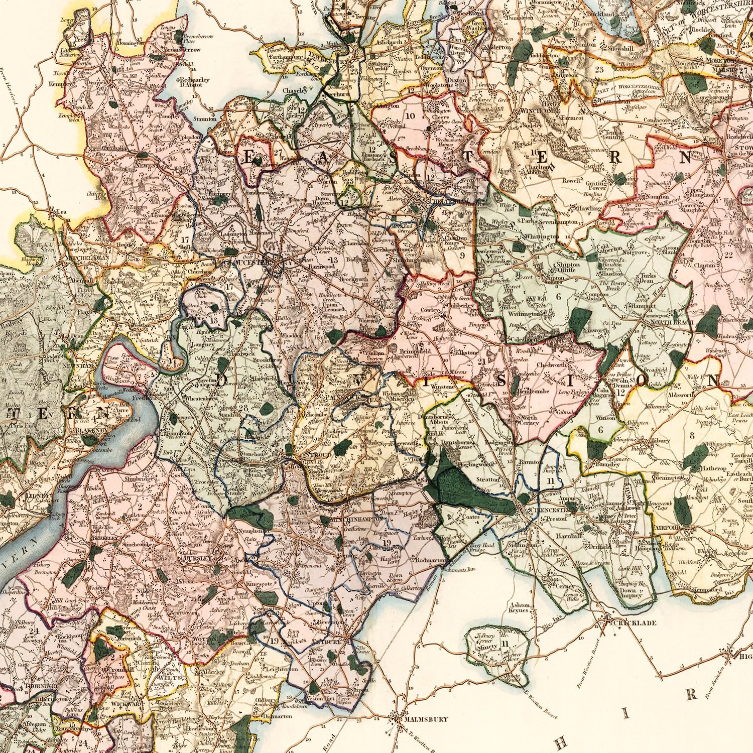 Vintage Map of Gloucester England, 1831