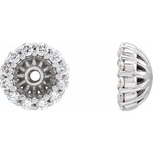 14K White Gold 1/8 CTW Natural Diamond Earring Jackets with 3.6 mm ID