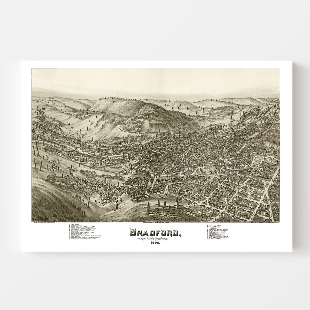Vintage Map of Bradford, Pennsylvania 1895