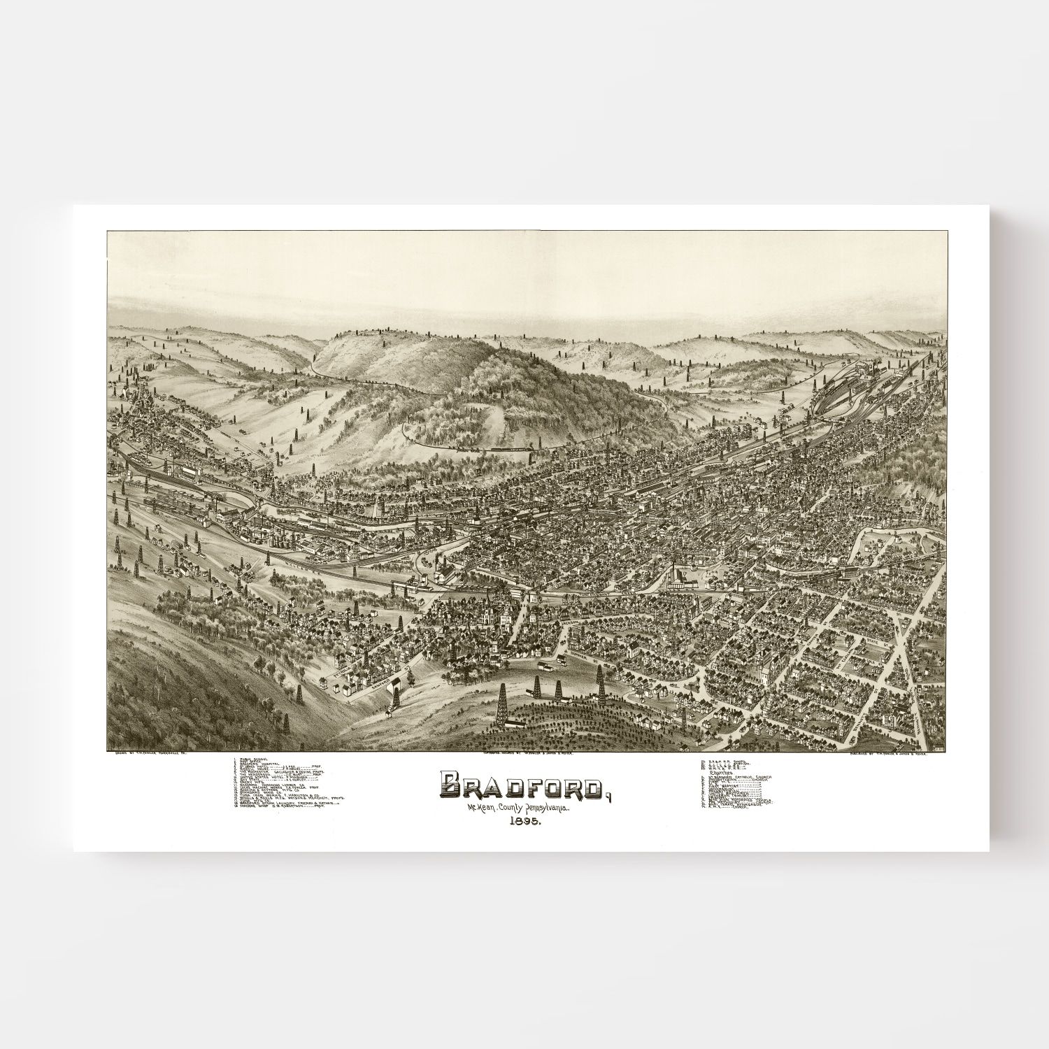 Vintage Map of Bradford, Pennsylvania 1895