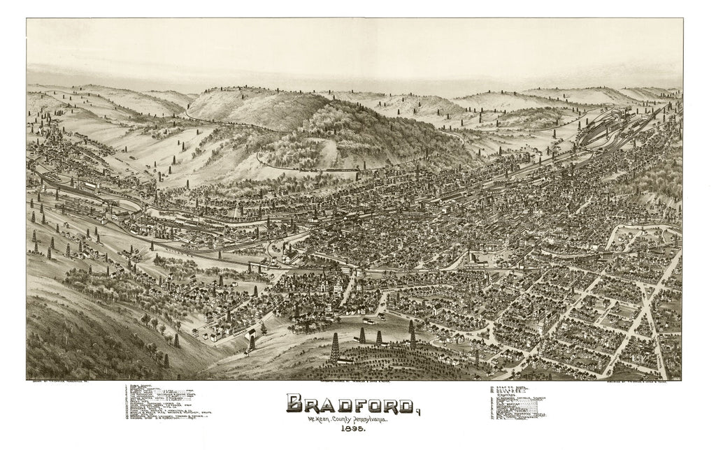 Vintage Map of Bradford, Pennsylvania 1895