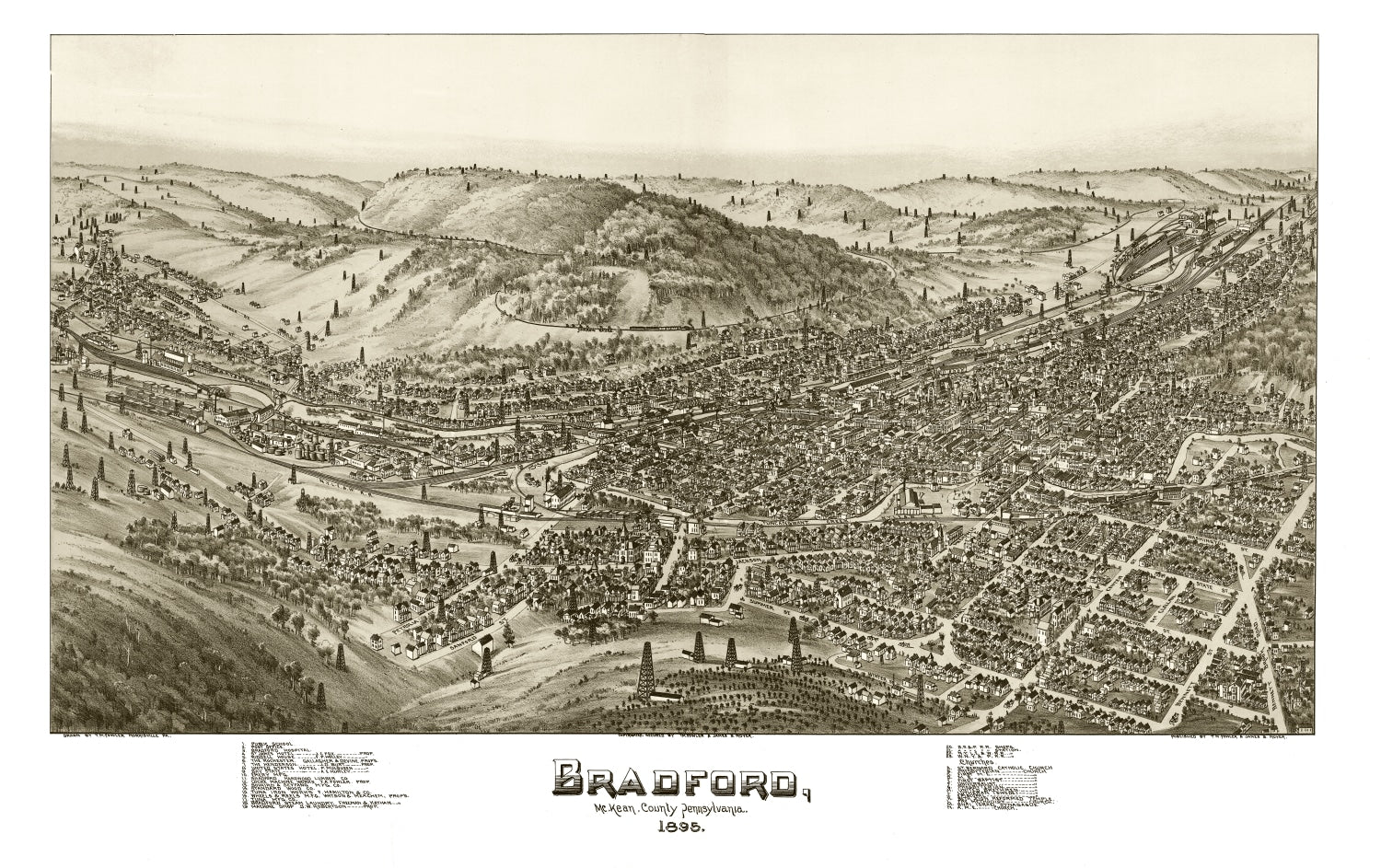 Vintage Map of Bradford, Pennsylvania 1895